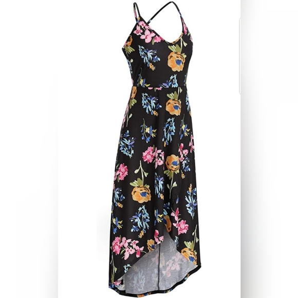  V Neck Sleeveless Casual Summer Sundresses Asymme - Picture 2 of 5